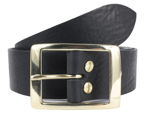 1.5 Inch Black Leather Jean Belt