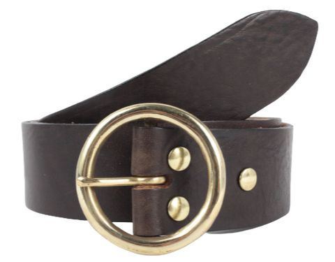 1.5 Inch Dark Brown Leather Jean Belt