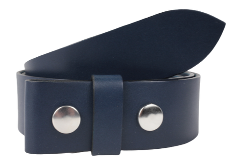 1.5 Wide Blue Leather Belt Strap with Snaps