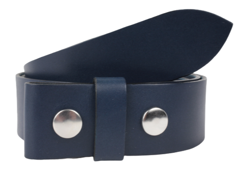 1.25 Buckleless Blue Leather Belt Strap
