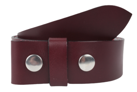 Burgundy 1.25 Inch Buckless Leather Belt Strap