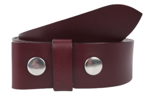1.5 Inch Wide Burgundy Leather Belt Strap with Snaps