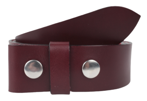 1 Inch Wide Burgundy Leather Belt Strap with Snaps
