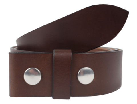 1 Inch Chestnut Leather Belt Strap with Snaps