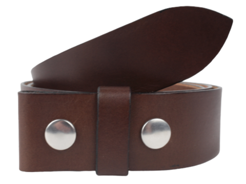 1.5" Wide Chestnut Leather Belt Strap with Snaps