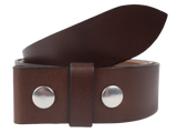 1.5" Wide Chestnut Leather Belt Strap with Snaps