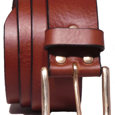 45mm Brass Half Square Leather Belt