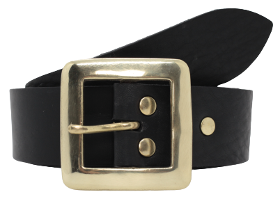1 1/2 Inch Black Leather Belt
