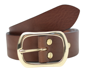1 1/2" Inch Brown Leather Jean Belt