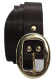 32mm Brass Oval Buckle Leather Belt
