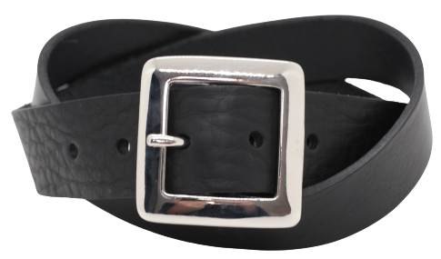 Buy Ladies Black Leather Belt Silver Square 1 1 2 Inch Wide