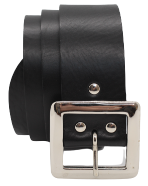 Black 2 Inch Wide Leather Jean Belt