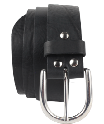 Black Designer Leather Belt 1.25 Wide