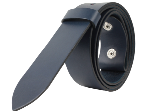 32mm Buckleless Blue Leather Belt Strap