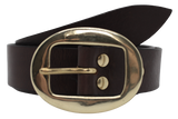 Brass Classic Oval Buckle Leather Belt