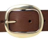 Brass Oval Buckle Leather Belt