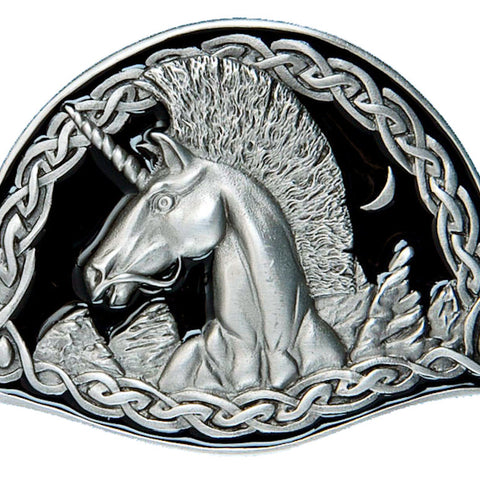 Celtic Unicorn Black Belt Buckle