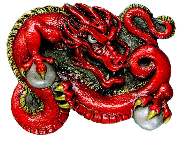 Chinese Dragon Red Belt Buckle