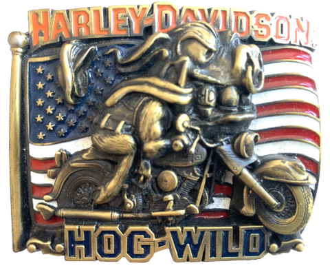 Harley Davidson Hog Wild Gold Belt Buckle