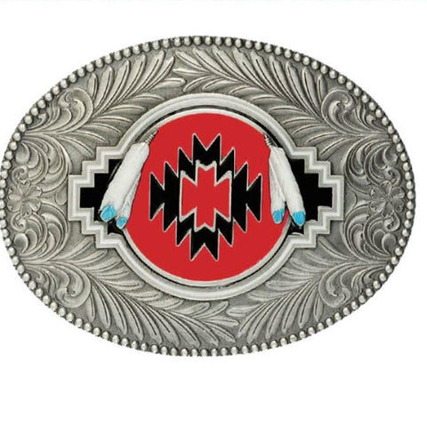 Indian Shield Red Belt Buckle