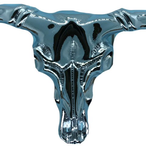 Long Horn Steer Skull Silver Belt Buckle