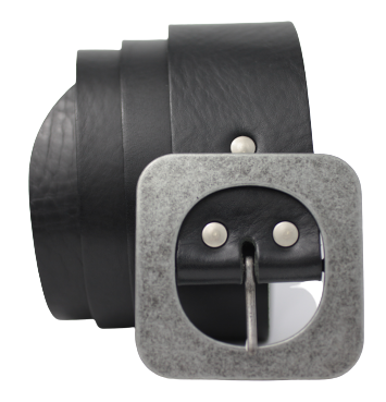 Matt Gun Metal Buckle Leather Belt