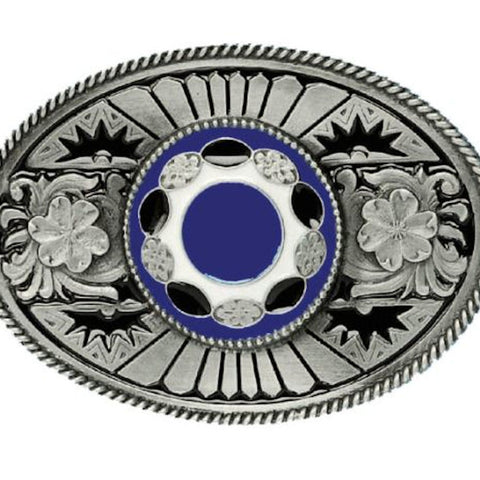 Oval Stone Blue Belt Buckle