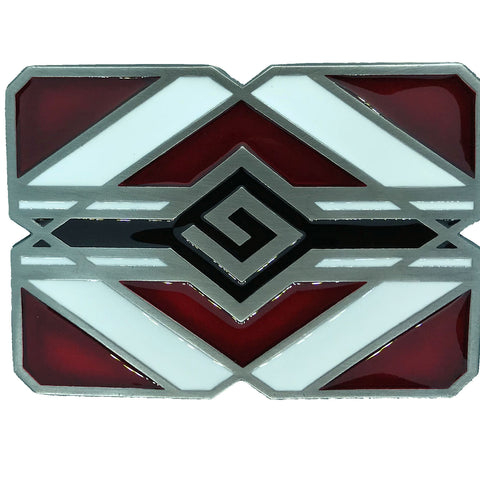 Red and White Indian Belt Buckle