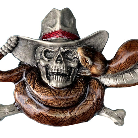 Snake Hat And Skull Belt Buckle