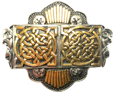 Twin Celtic Circles Gold Silver Belt Buckle