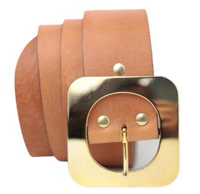 Women's Dress Belt with Polished Gold Buckle Women's Dress Belt with Polished Gold Buckle