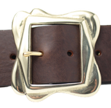 Women's Wide Dark Brown Leather Belt
