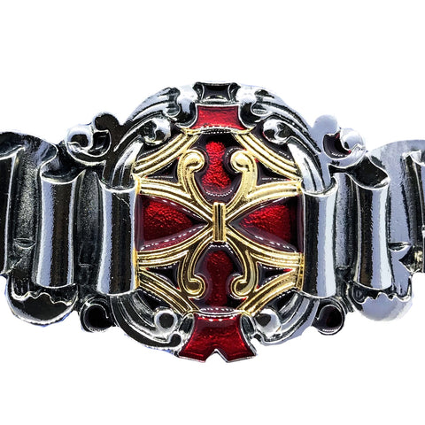 Celtic Ribbon Gold Red Belt Buckle