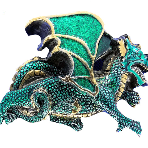Dragon Gold Green Belt Buckle
