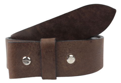 1.5" Wide Dark Brown Leather Belt Strap Replacement with Chicago Screws