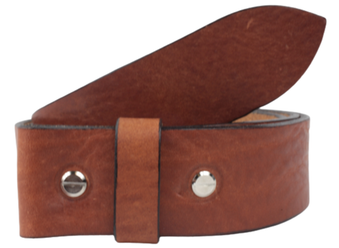 1.75" Inch Wide Dark Tan Leather Belt Strap Chicago Screws