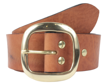 1.75 Inch Dark Tan Leather Jean Belt
