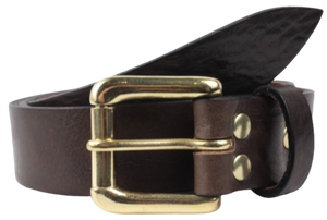 1 1/4" Inch Dark Brown Leather Trouser Belt