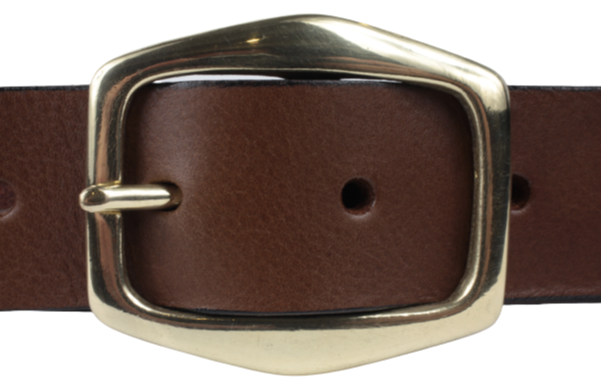 Brass Hexagon Buckle 1 1/4 Inch Leather Belt | Men display picture 1