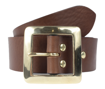 1 3/4" Inch Brown Leather Designer Belt