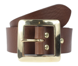 1 3/4" Inch Brown Leather Designer Belt