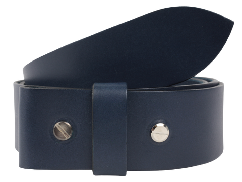1.25 Inch Wide Blue Leather Belt Strap