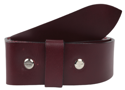 1 Inch Burgundy Leather Belt Strap with Snaps