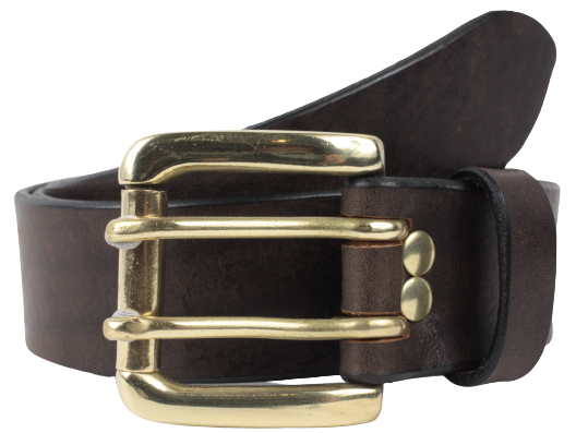 Buy Dark Brown Leather Belt | 2 Pin Brass Roller 1 1/2 Inch – Buckle My ...
