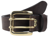 2 Prong Brass Buckle Leather Belt