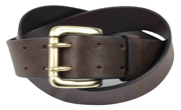 Buy Dark Brown Leather Belt | 2 Pin Brass Roller 1 1/2 Inch – Buckle My ...