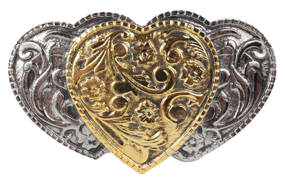 3 Hearts Gold Silver Belt Buckle – Buckle My Belt