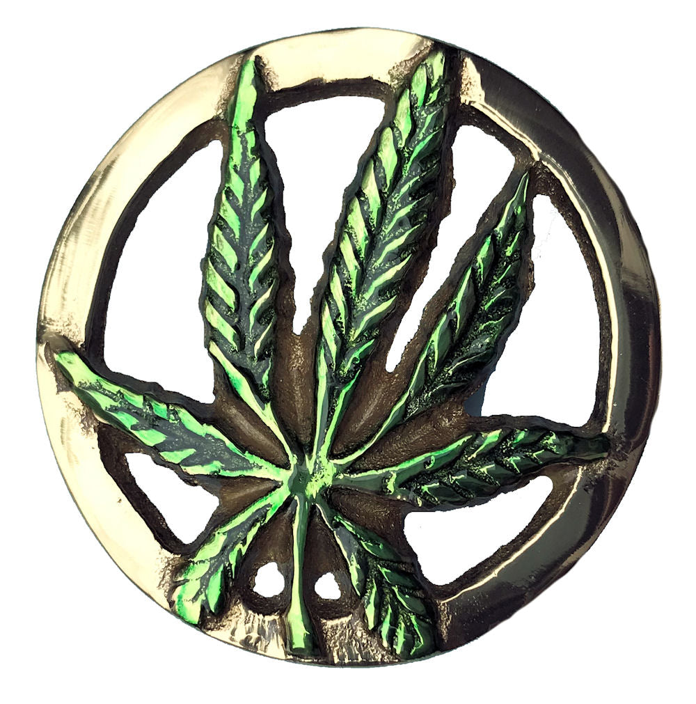 Ash Leaf Round Green Belt Buckle
