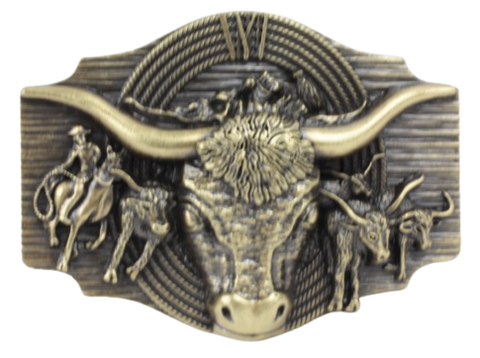 Bison Golden Brown Belt Buckle
