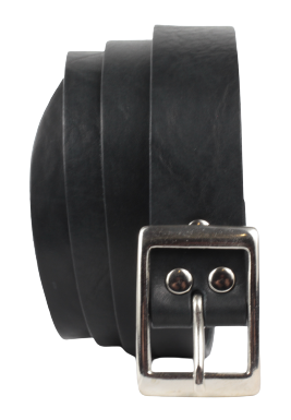 Buy Men's Black Leather Belt | Silver Rectangle 1 1/4 Inch Buckle ...